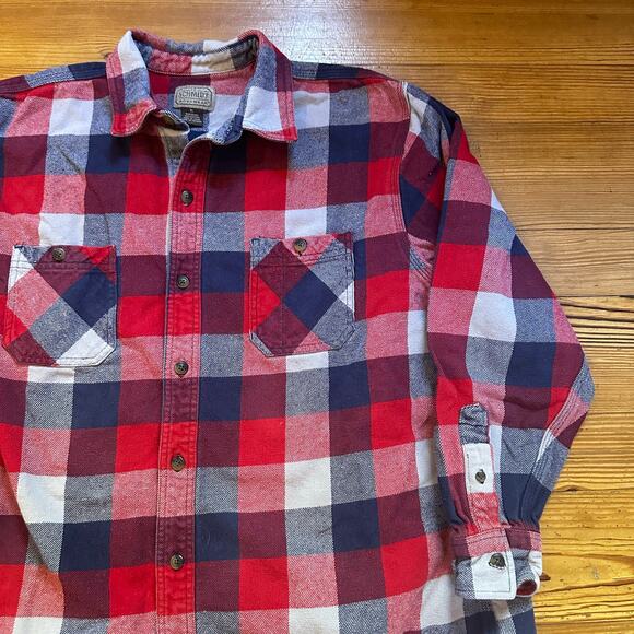 C.E. Schmidt Workwear red blue heavy cotton button up collar shirt SIZE XL - Picture 2 of 5